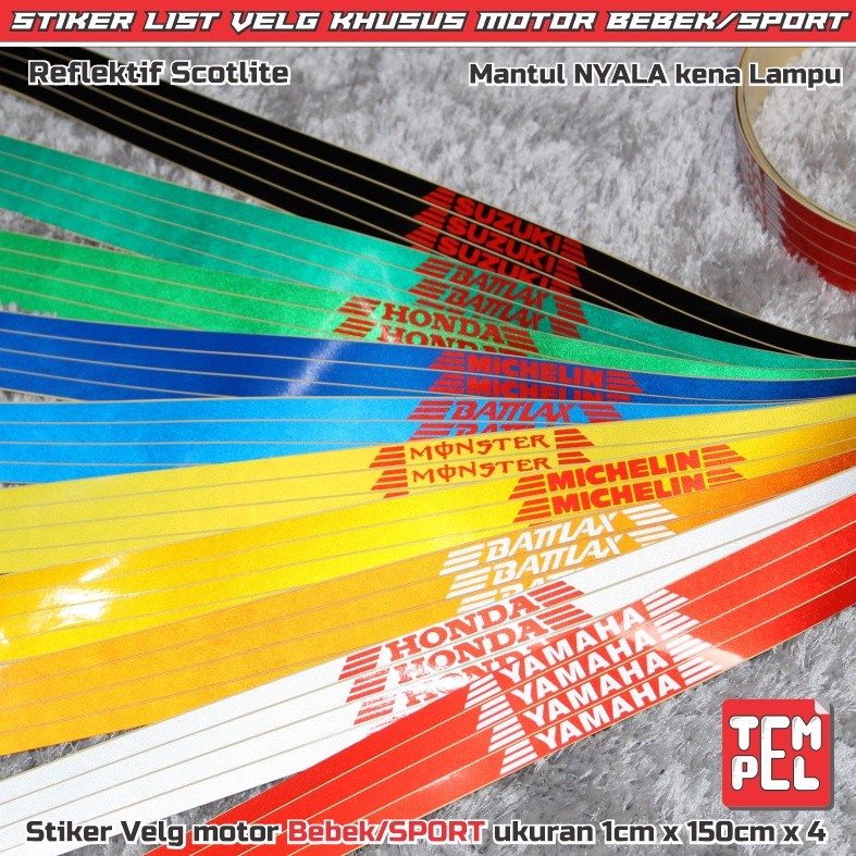 STIKER VELG/LIST VELG khusus MOTOR BEBEK/SPORT Reflektif/Nyala Kena Lampu