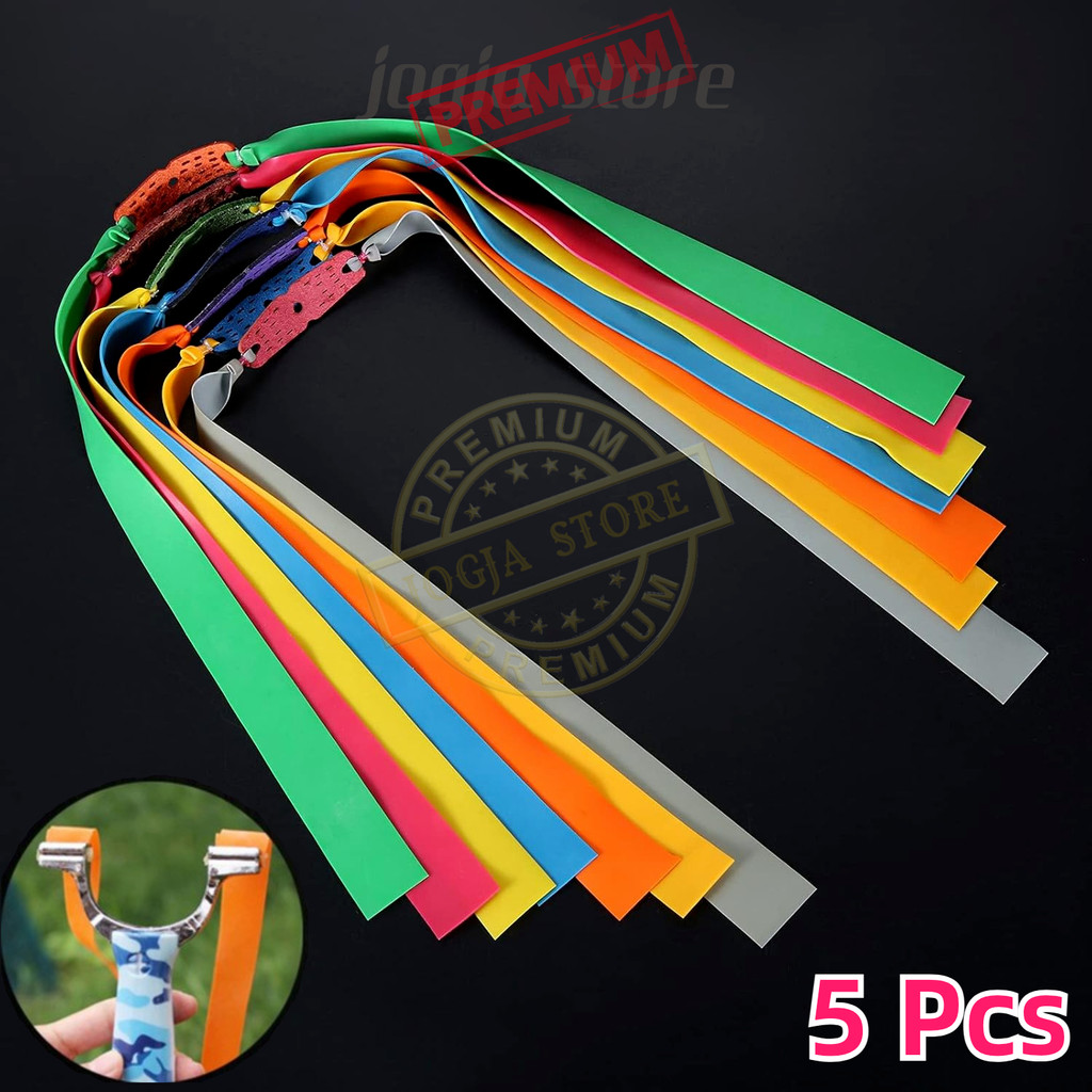 Tali Karet Flat Ketapel Slingshot Karet Pipih Tali Elastis Band Catapult 50cm 5 Pcs