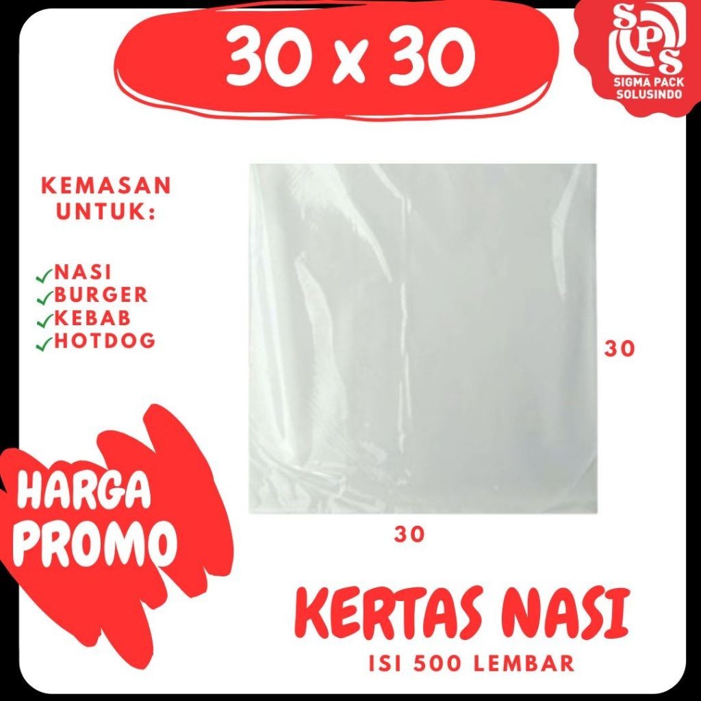 

Kertas Nasi 30x30 Isi 500 Paking Padang Foodgrade/Kertasburger/KertasKFC/Paper Wrap/kertaslaminasi/Kertas putih# MEDIAPACK