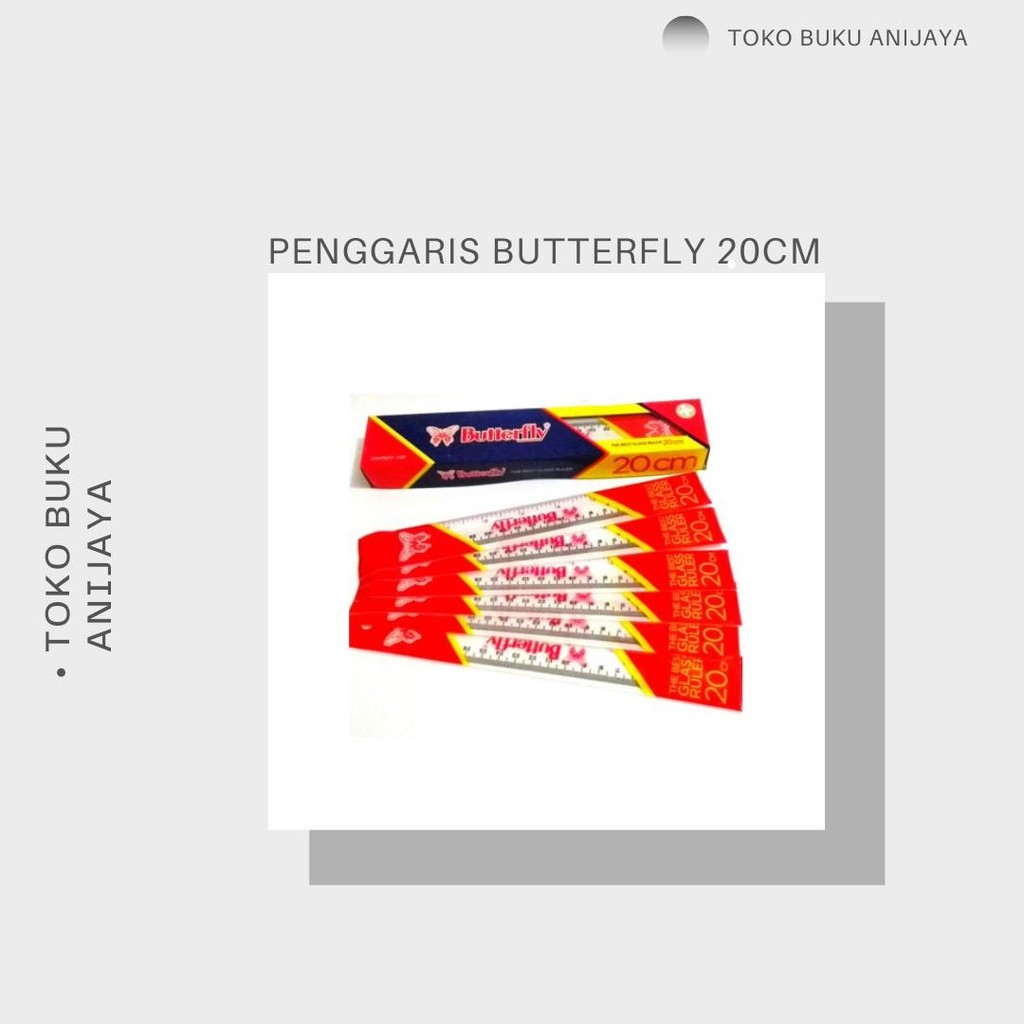 

PENGGARIS BUTTERFLY UKURAN 20CM Alat Kantor Alat Kantor Plastik
