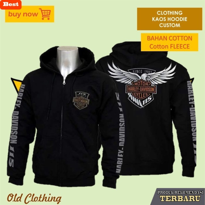 hoodie pria keren Jaket Resleting Hoodie Harley Davidson Hoodie Zipper Sweater Pria