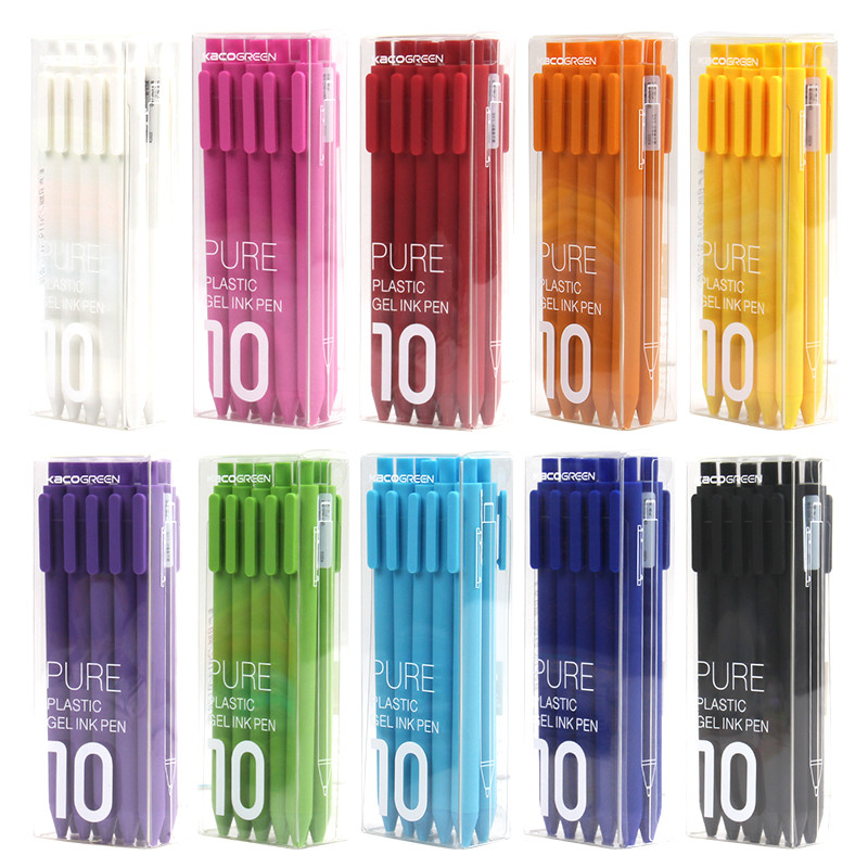 

Kawaii Kaco 10 Colors Gel Pens канцелярия 0.5MM Black/Color ink Caneta Retractable Stationery Smooth Writing for Journals
