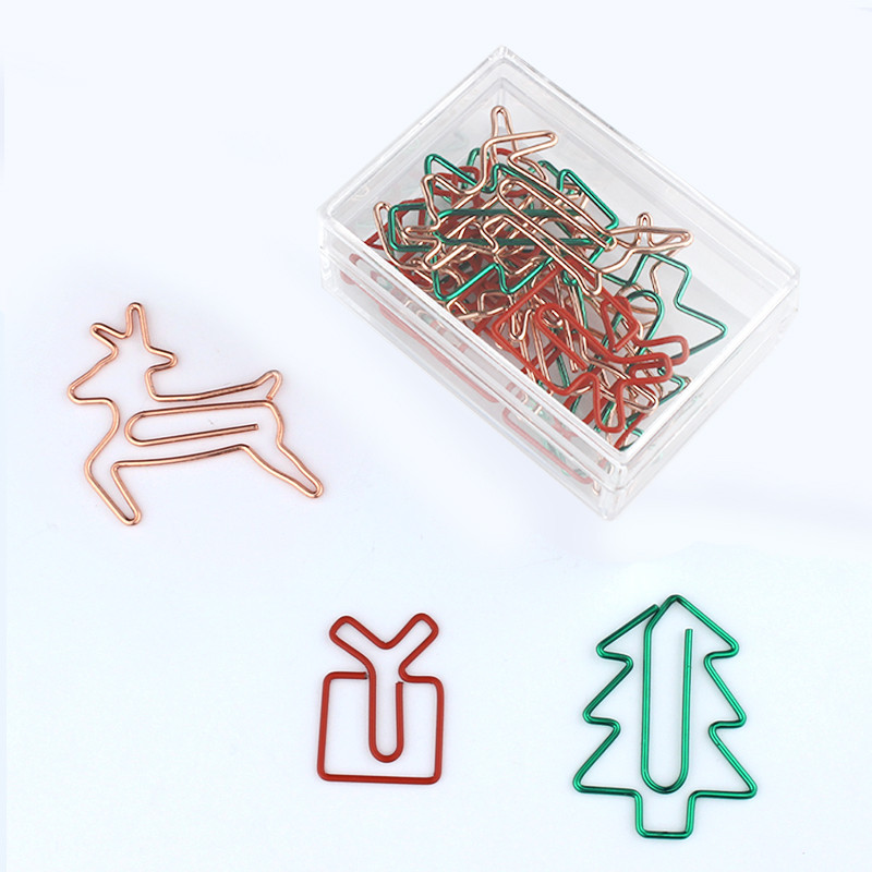 

Stationery Christmas Gift Paper Clip Shaped Rose Gold Multi-functional Bookmark Cute Paper Clips Office Accessories Paperclips