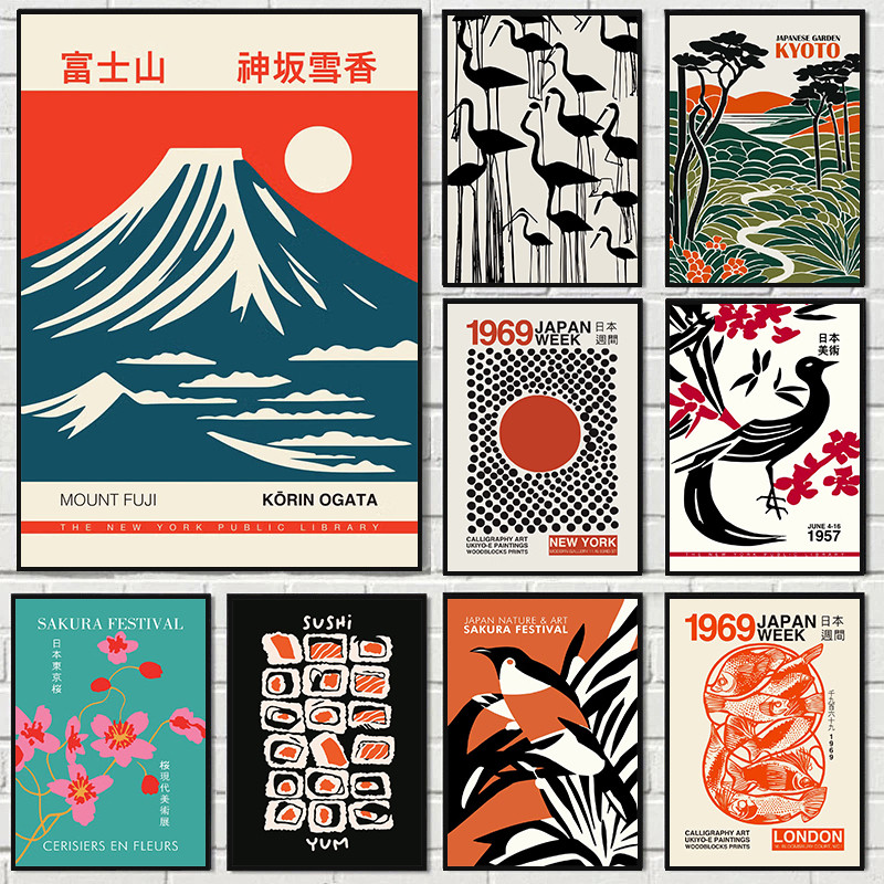

Vintage Culture of Japan Posters and Prints Canvas Painting Nature Mount Fuji Japanese Exhibition Wall Art Picture Home Decor