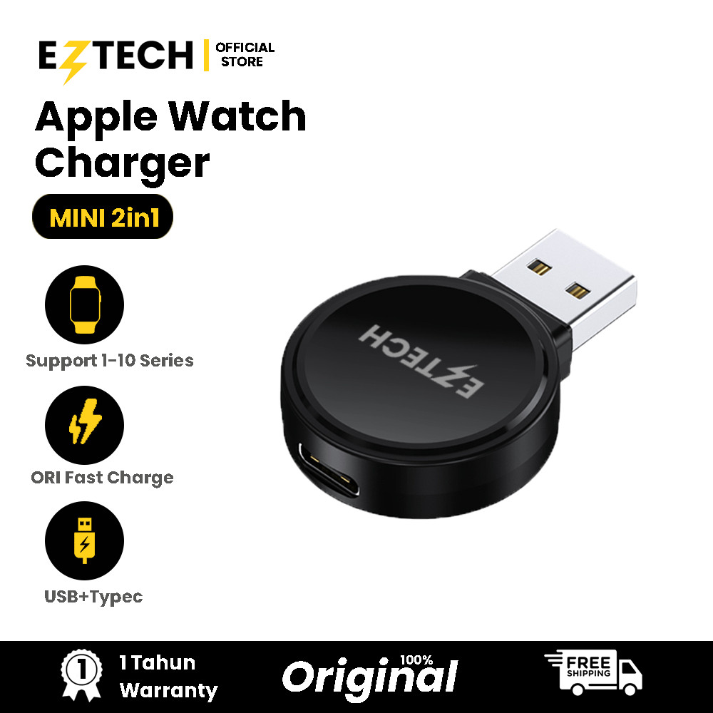 [ KHUSUS APPLE IWATCH ] EZTECH Wireless Charger Mini Portable X53 2in1 Apple Watch Series 1 2 3 4 5 