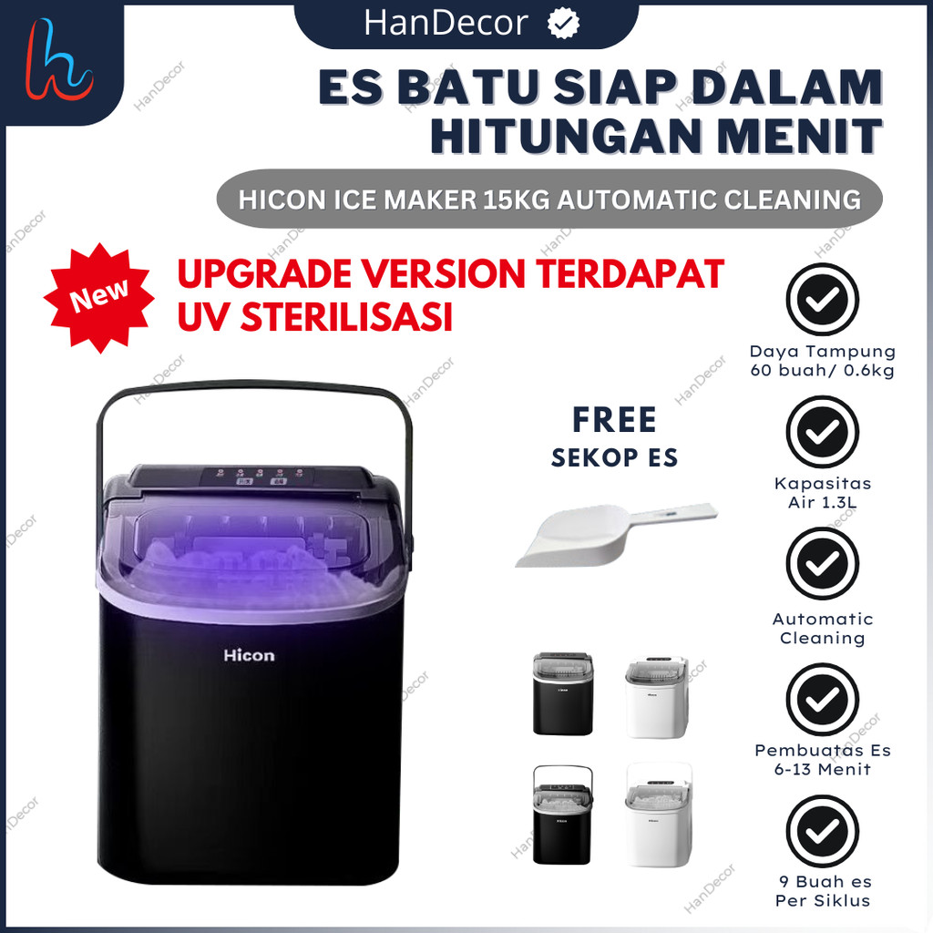 Hicon Mesin Es Batu | Hicon Ice Maker 15 KG | Mesin Pembuat Es Batu 15KG 24 Jam | Alat Pembuat Es da