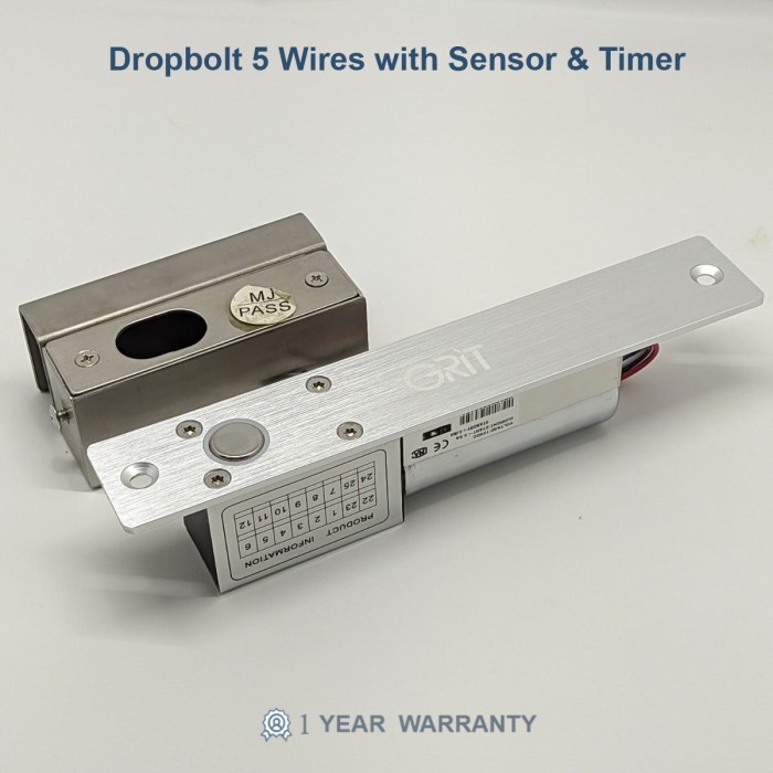 

LARIS -Dropbolt 5 Kabel Delay Timer Sensor, Drop Bolt Lock Akses Door Wires - 2wire NoBracket