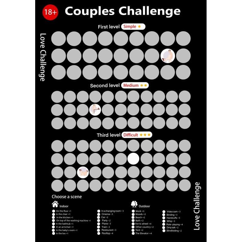 

104 Love Tasks Scratch Off Poster Couple Challenge Date Night Ideas & Conversations Scratch Planner of Your Bedtime Adventures
