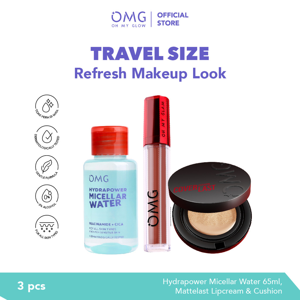 [TRAVEL SIZE] OMG Oh My Glam Refresh Look Micellar Edition : Micellar Water, Coverlast Cushion & Mat
