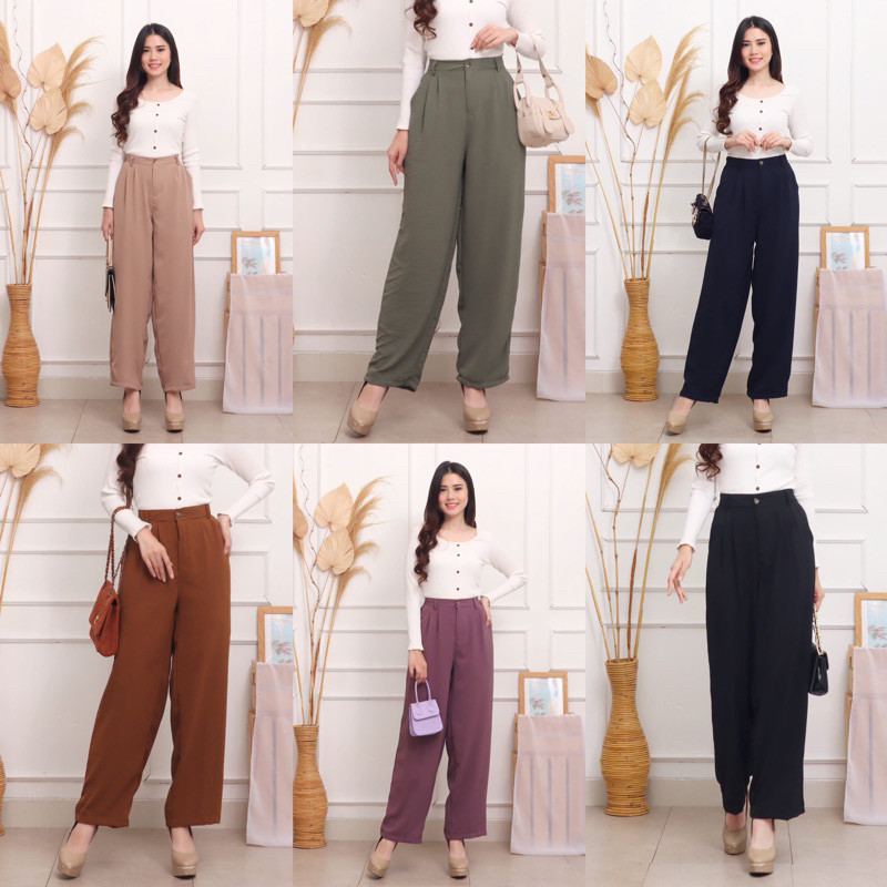 DHOLISHOP.ID CELANA KULOT CRINKLE KANTOR KERJA ENJI JUMBO XXL FULL KARET MURAH GROSIR PGMTA MODELLAN