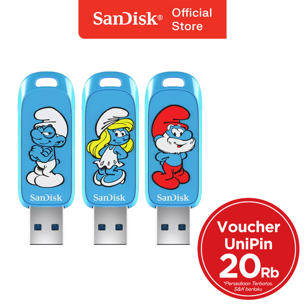 SanDisk USB Flash Drive Smurfs limited edition 64GB / 128GB / 256GB USB 3.2 Gen 1 FREE Voucher UniPi