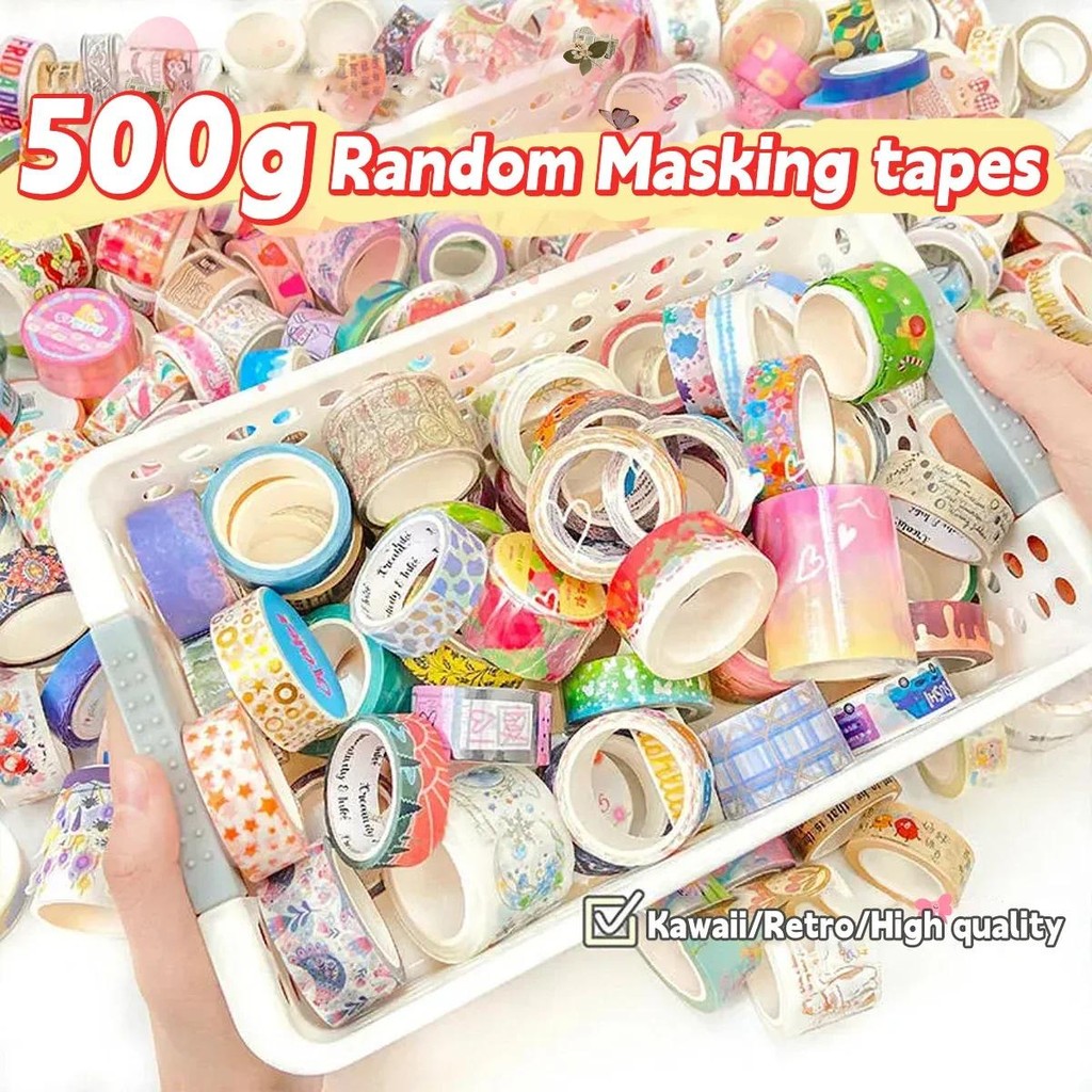 

500g Random Washi Tape Set 50-60 Pcs No repeat Stationery Stickers Adhesive Masking Tape Scrapbooking Kawaii Journal Supplies