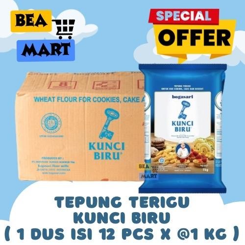 

Tepung Terigu KUNCI BIRU Premium 1 Dus Isi 12 Pcs x 1kg | Tepung Protein Rendah Bogasari Kemasan 1 kg 1 Karton