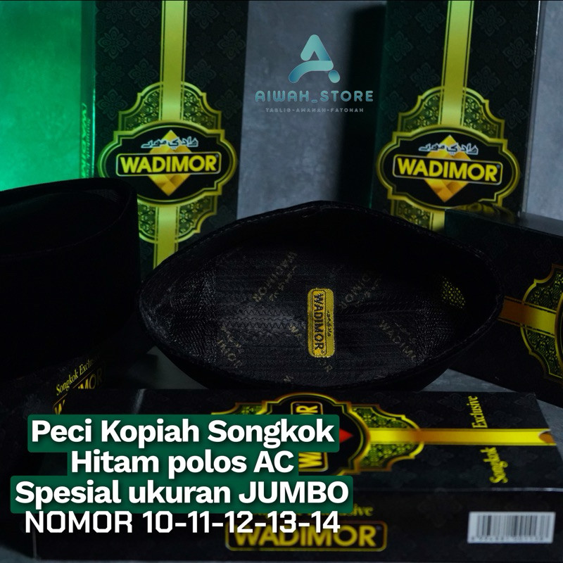 Peci Hitam Jumbo Wadimor | Peci Songkok Hitam Jumbo | Peci Hitam Polos Wadimor | Peci Ukuran 12