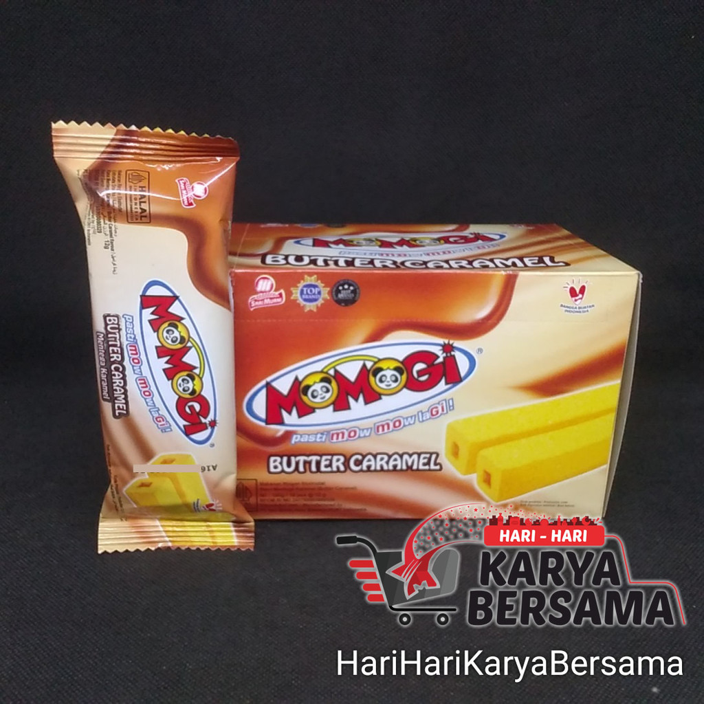 

MAKANAN RINGAN SNACK MOMOGI BUTTER CARAMEL BOX ISI 10'S X 12GR