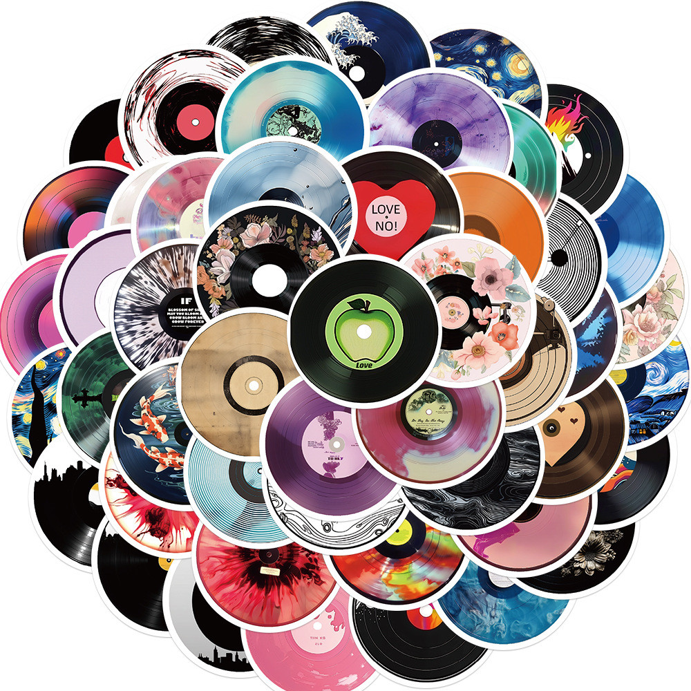 

10/30/50pcs Funny Vinyl Record CD Music Stickers Y Decoration For Skateboard Phone Phone Guitar Notebook Kids Waterproof Toys