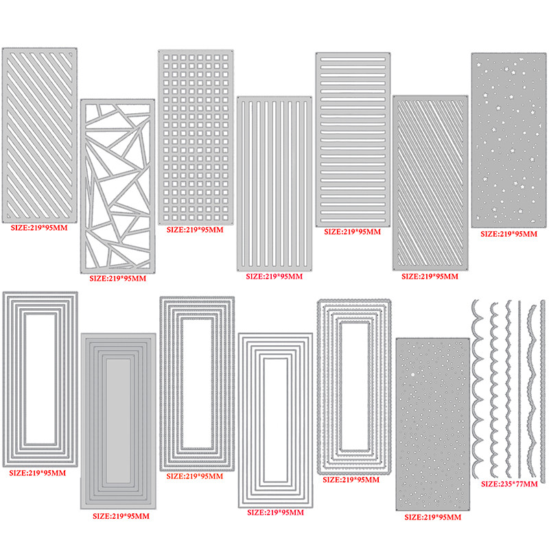 

2021 New Metal Geometric Cutting Dies for Scrapbooking Layered Rectangle Frames Card Making Background Wave Stencil Embossing
