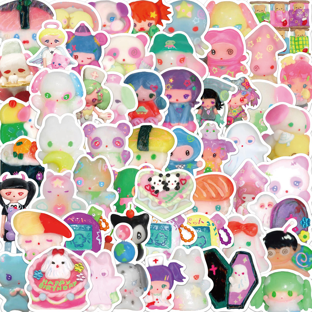 

56PCS 3D Crystal Clay Girl Cute Stickers Skateboard Notebook Fridge Phone Guitar Luggage Decal Sticker Kids Toy