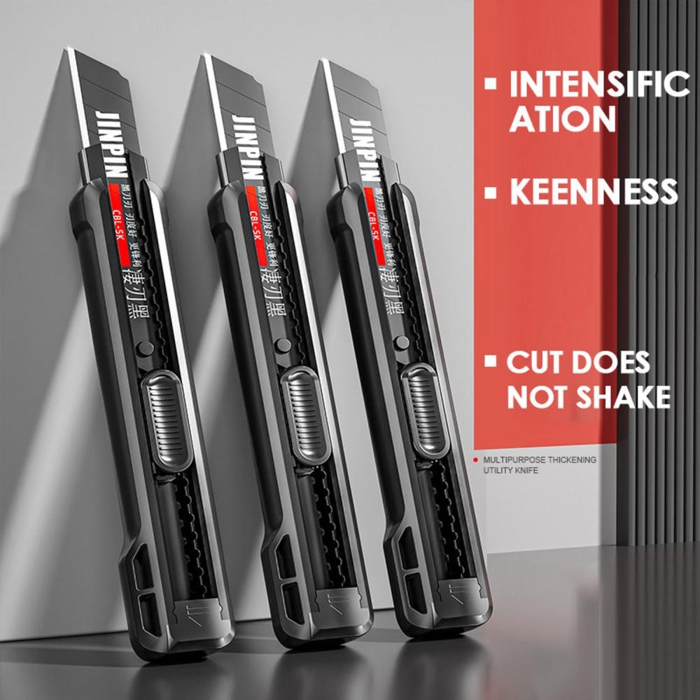 

Retractable Box Cutter Utility Knife Carbon Steel Self Locking Design Cutting Tools Household Wallpaper Express Parcel Knife