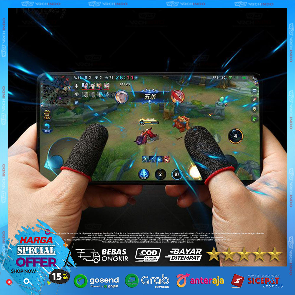 Sarung Tangan Jempol Gaming Sleeves Jempol Anti Keringat untuk Game Mobile 