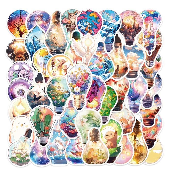 

sticker stiker waterproof 50 pcs lightbulb bohlam scenery pemandangan