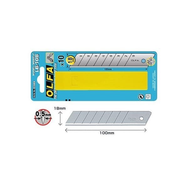 

Refill Cutter 18mm LB-10B (10pcs per pack) Olfa Spare Blade