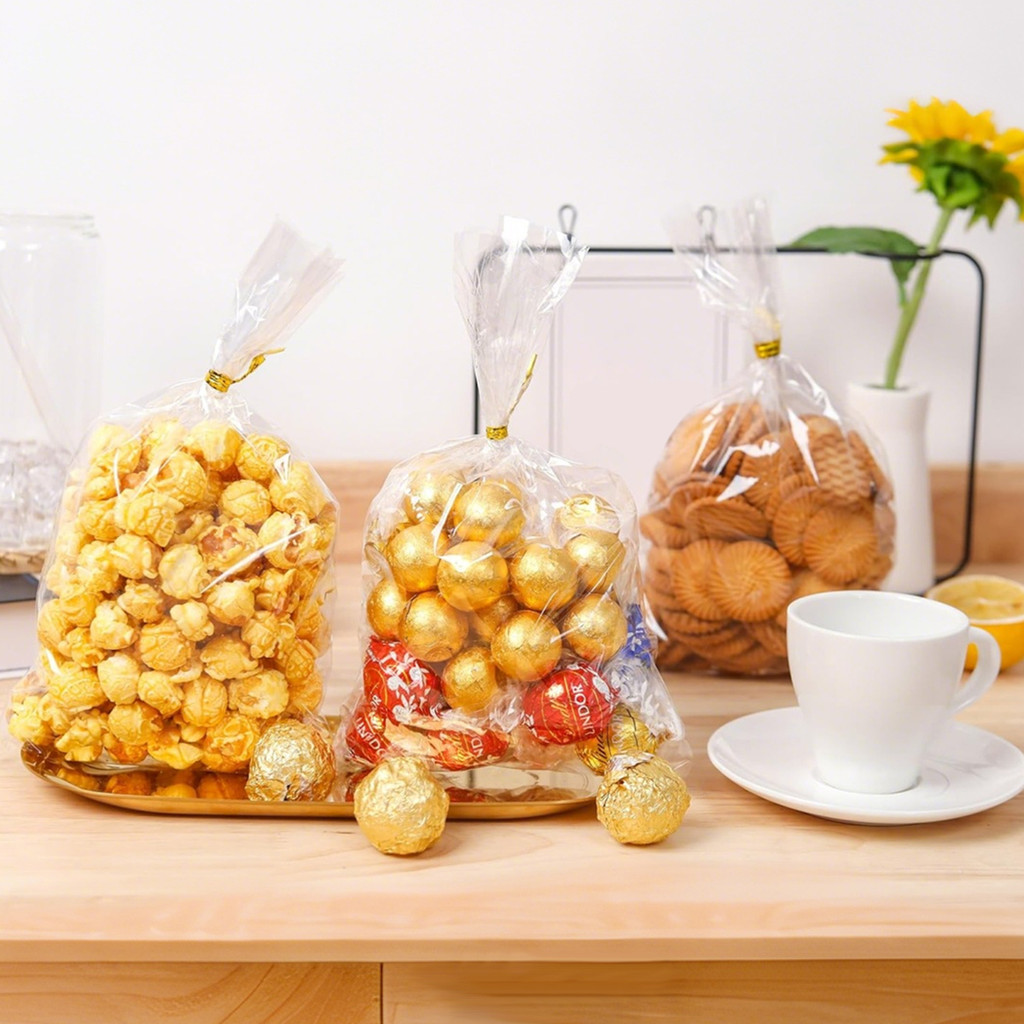 

Transparent Plastic Candy Bags with Bottom Birthday Party Decor Baby Shower Wedding Party Supplies Cookie Gift Packing Bags