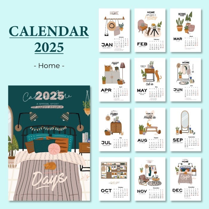 

Organizer Moerah~ Calendar Meja A6 2025 - Ukuran A6 - Kalender Meja Aesthetic - Spiral Kalender - Home, 2025