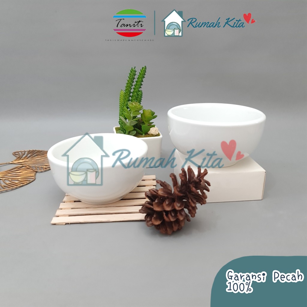 TANITI Mangkok Keramik Bulat Kecil Polos 4,5 Inch 11,5 Cm Mangkok Nasi/ Sambal