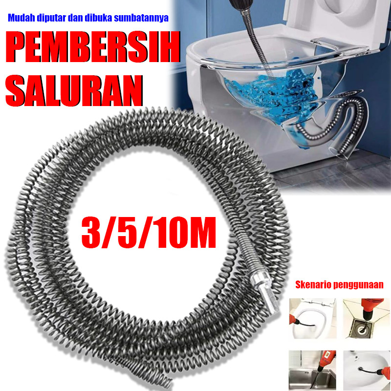 Alat Pembersih Saluran Kawat/ Pembersih Saluran Pipa Mampet Dengan Adaptor Bor 3M 5M 10M Pipe Cleane