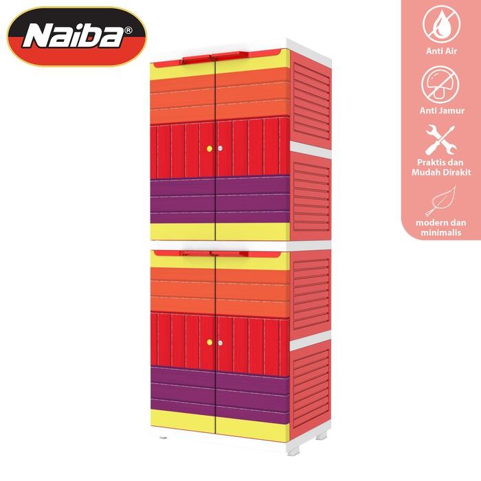 NAIBA - Lemari Mini MSC Generic Tahan Lama Pintu Furniture - 9004 RBR, Tanpa Bubble