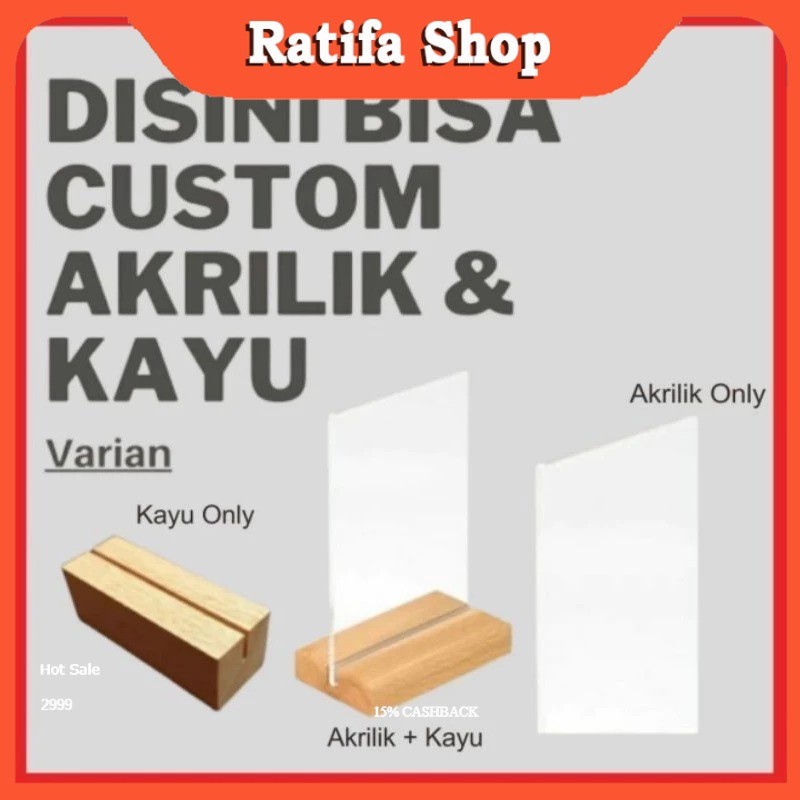 

TENT HOLDER/TENT CARD AKRILIK KAKI KAYU A3