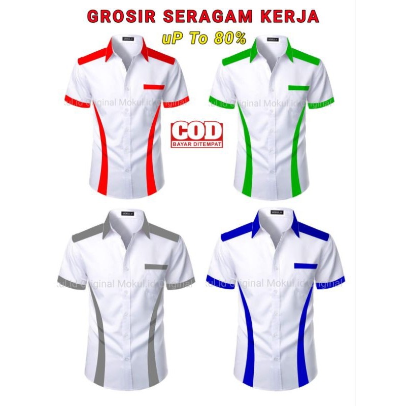 Terbaru kemeja seragam kerja/seragam kerja kantor/kemeja lapangan/kemeja kombinasi/kemeja kerja dril