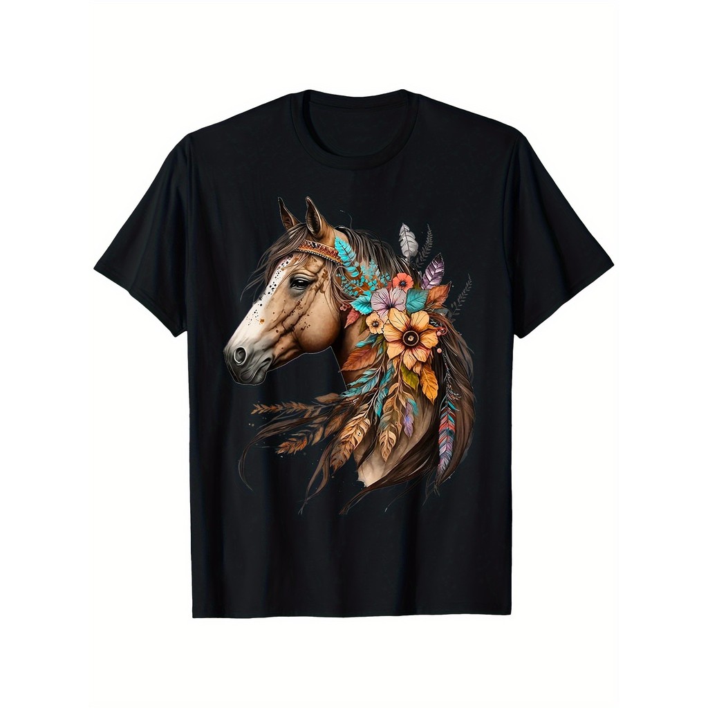 Kaos Floral Palomino Equestrian 2025 - Kaos Pria Remaja Bapak, Bahan Katun Nyaman Lembut, Cocok Olah