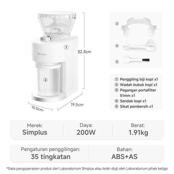 【MEGA SALE】Simplus Penggiling Biji Kopi Elektrik 35 Pengaturan Coffee Grinder Dengan Cup Takaran - C