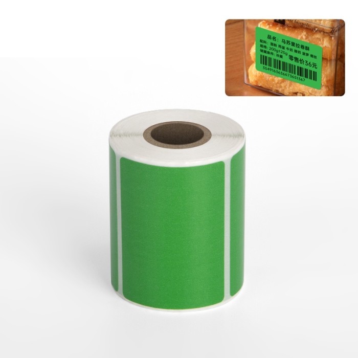 

CLABEL 220B/230B/221B Label Printer Stiker Kertas Label Warna Termal untuk Produk Label Makanan - Hijau, 2 Roll