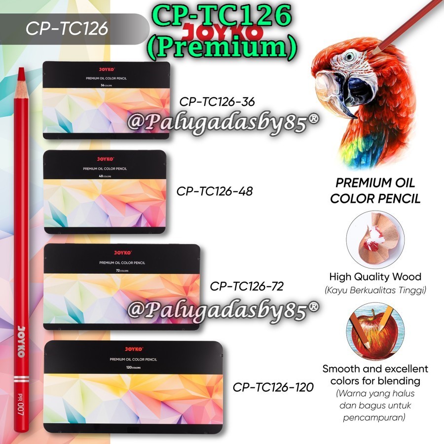 

(1 Set) GABUNGAN Pensil Warna JOYKO CP-TC126 Premium / Premium Oil Color Pencil Joyko CP-TC126