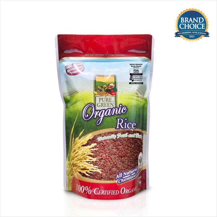 

qrue_mart- [Best Quality] Puregreen Organic Rice Beras Organik Beras Merah (Red Rice) 1 kg