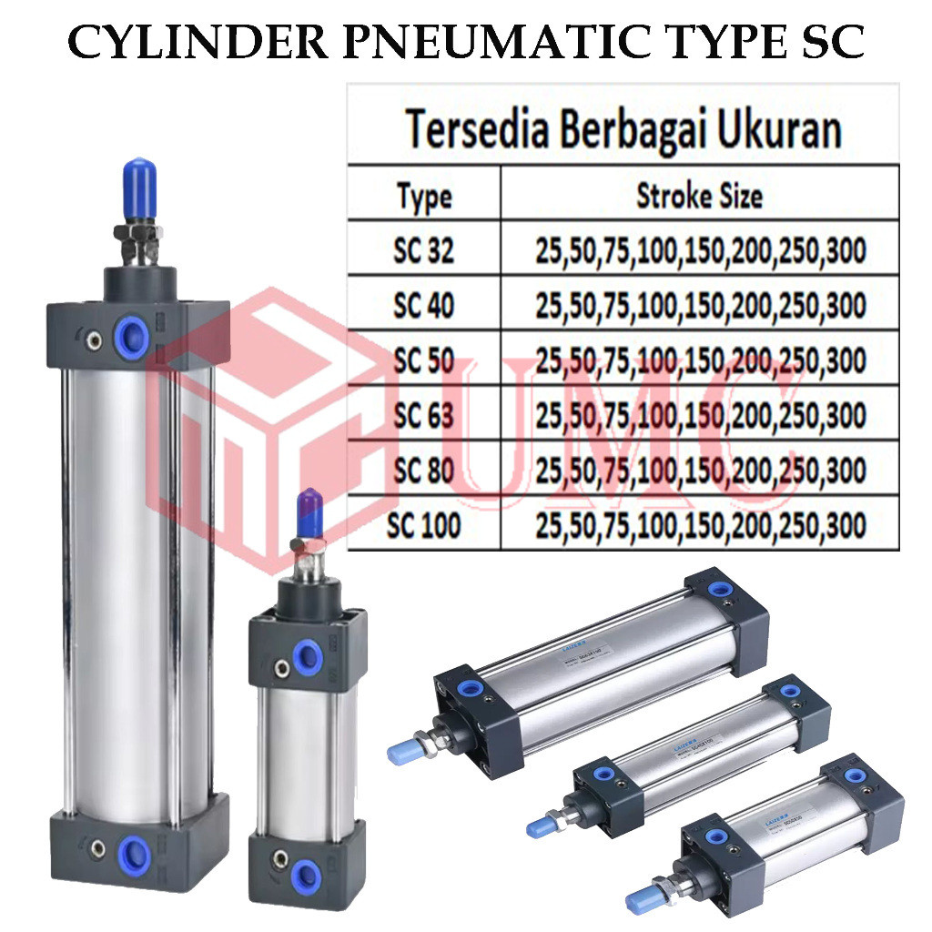 Cylinder pneumatic Angin Type SC Pneumatik Air Silinder Standard Type SC 32 40 50 63 80 100