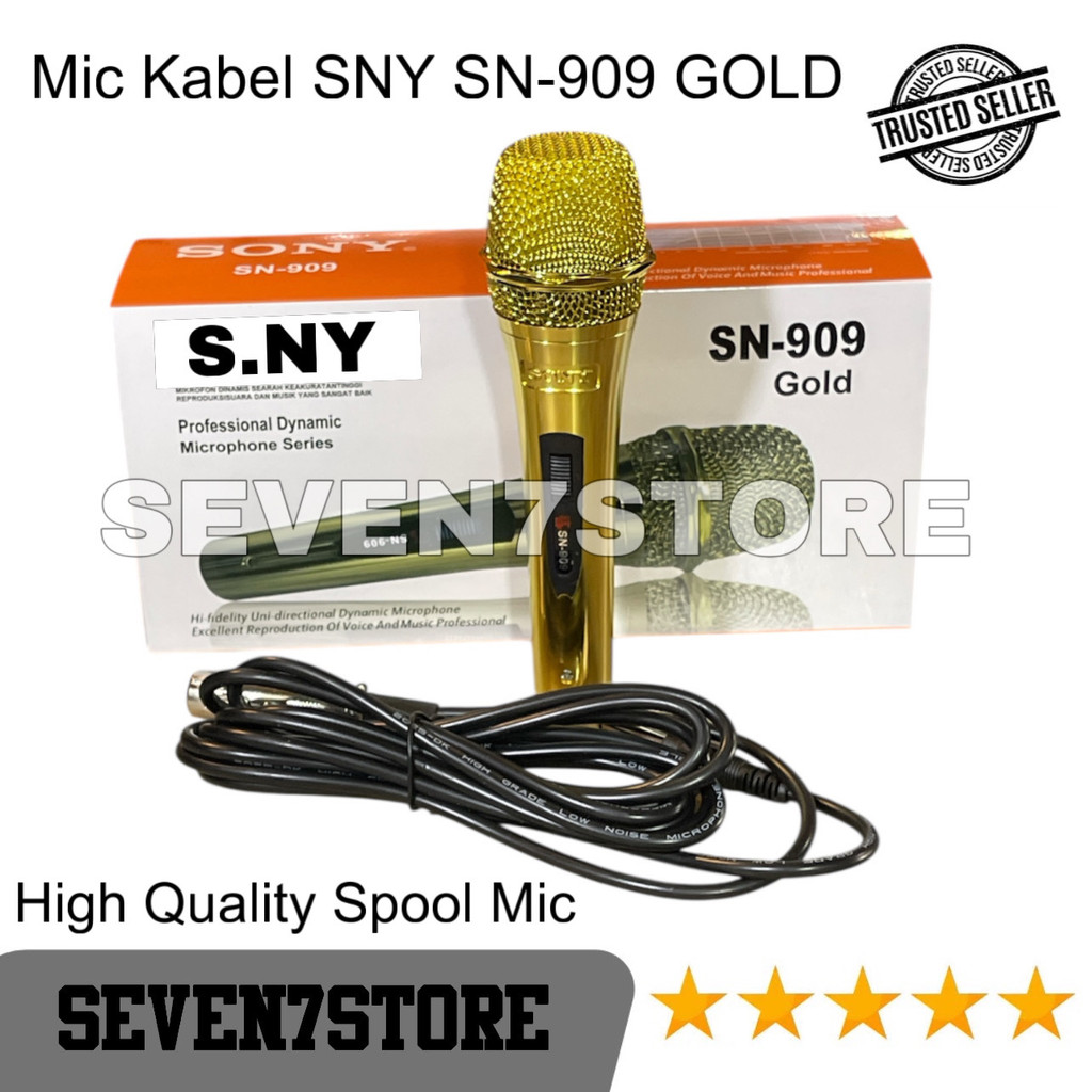 Mic Kabel SNY SN-909 GOLD Mik Karaoke Microphone Vocal Dus