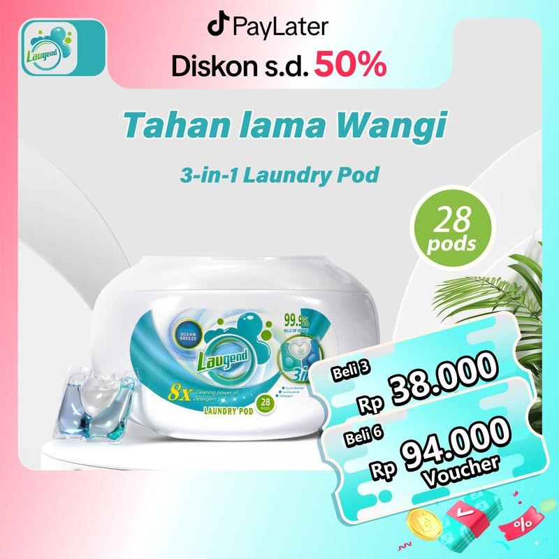 

【Pewangi tahan lama】Laugend Laundry Pod 3-in-1, Parfum pewangi laundry tahan lama, Pembersih baju, Anti bakteri, Sterilisasi, Softener, Kapsul laundry, Sabun cuci pakaian, liquid detergent cair, Deterjen murah dan promo, Halal kapsul