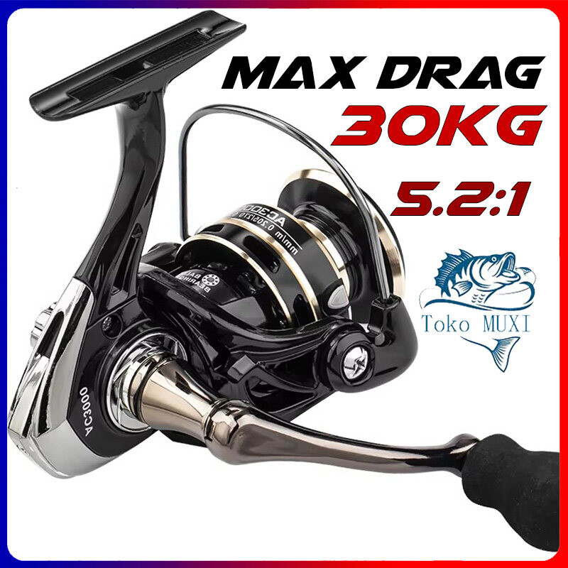 Reel Pancing Metal Bodi Logam Penuh Drag 30 Kg 12 Bantalan Seri AC2000-3000 Drag 30 Kg Bodi Logam Pe