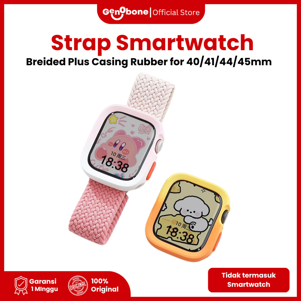 GenObone Strap Smartwatch-Breided Plus Casing Rubber for Appel Watch 40/41/44/45mm