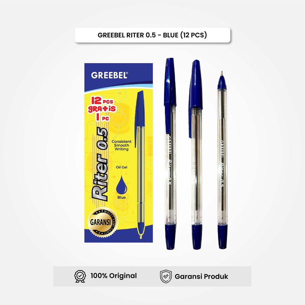 

GREEBEL PULPEN RITER 0.5 BLUE/Pen/Pulpen/Bolpoint utk atk kantor kerja kuliah anak