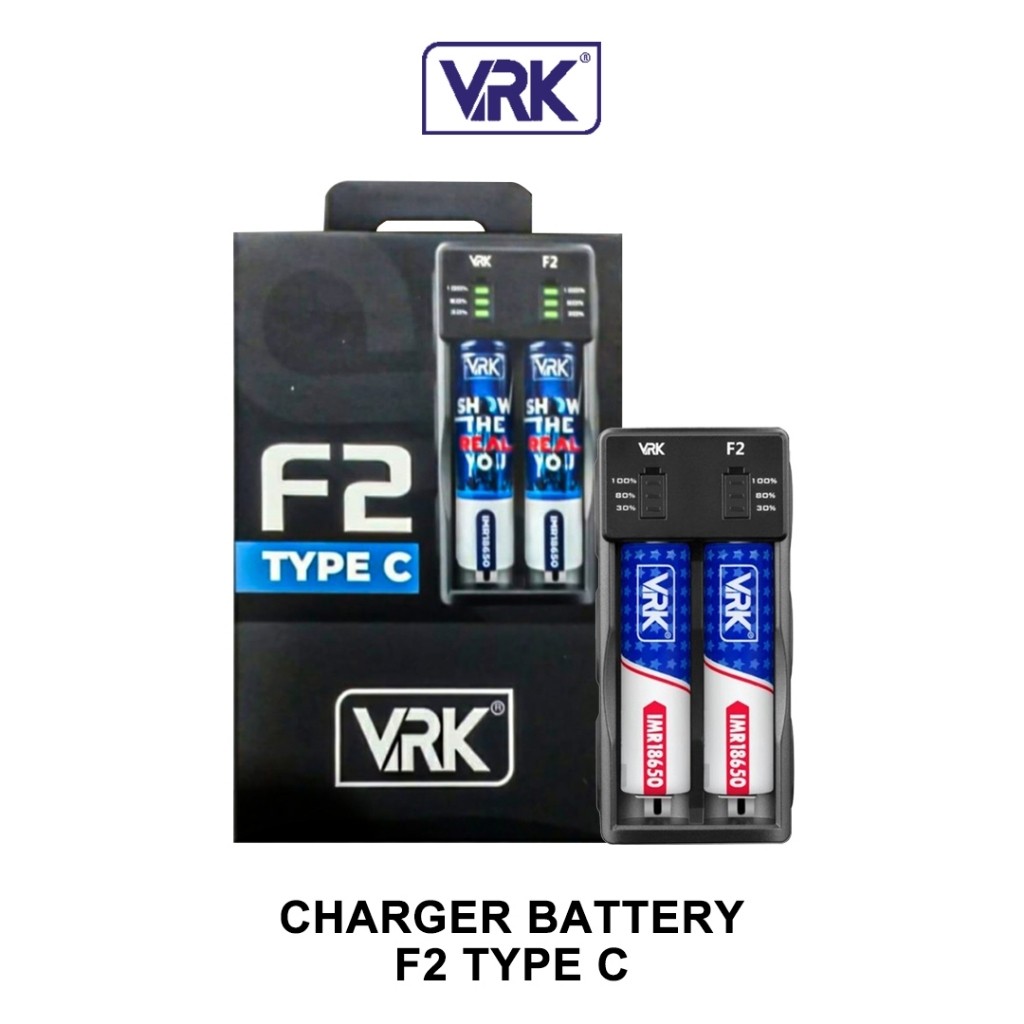 (Authentic) VRK F2 Type C Charger - VRK Charger Baterai 2 Slot | Charger Batre VRK