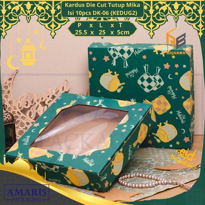 

76_cm Kardus Die Cut Mika Kotak Pudding Isi 10 Pcs - DK 06 - Hijau Ketupat
