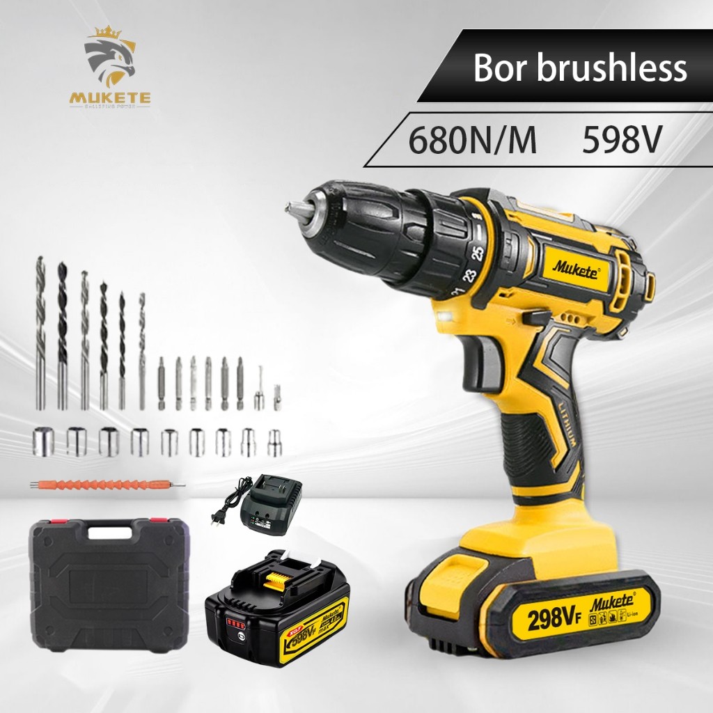 Mukete bor listrik bor cordless bor elektrik Set Lengkap Mata Bor Cordless Drill Full Set Of Drill B