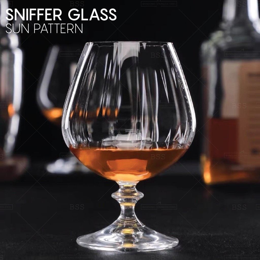 Gelas Brandy 440ml Kristal Bourbon Whiskey Libbey Snifter Kaca Kaki Glass Cognac Motif Matahari Gela