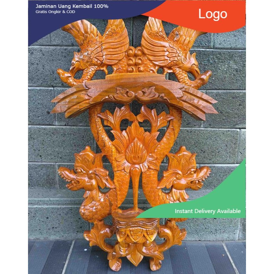 Blawong Keris Tombak Ukir Burung Naga Kembar Isi 3 Bahan Kayu Jati ND12