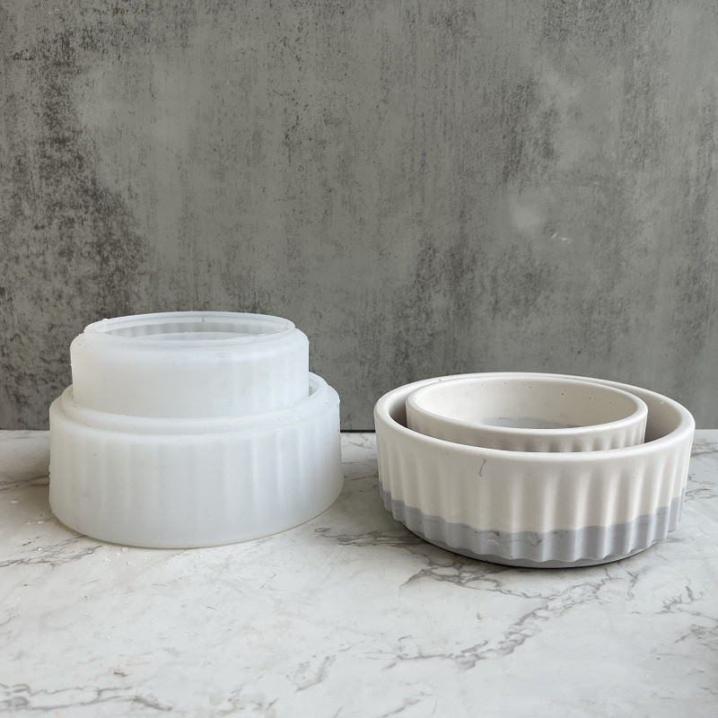 

Vertical Striped Large Flowerpot Silicone Mold Round Concrete Molds Epoxy Resin Storage Resin Cement Gypsum Pottery Mold